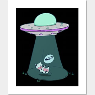 Cow UFO Abduction Posters and Art